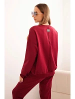 Dámska bavlnená súprava s potlačou Minimal burgundy