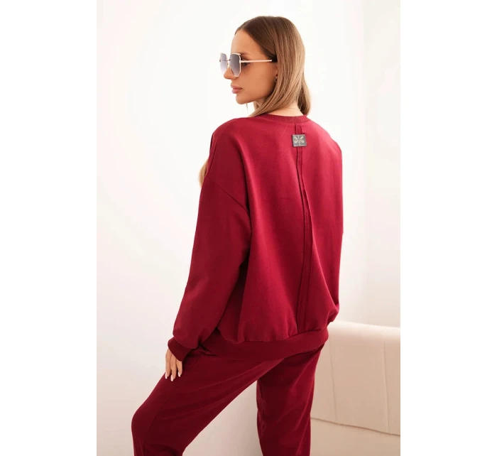 Dámska bavlnená súprava s potlačou Minimal burgundy