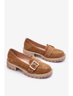 Modne Zamszowe Mokasyny Ciemnobeżowe Eloisa