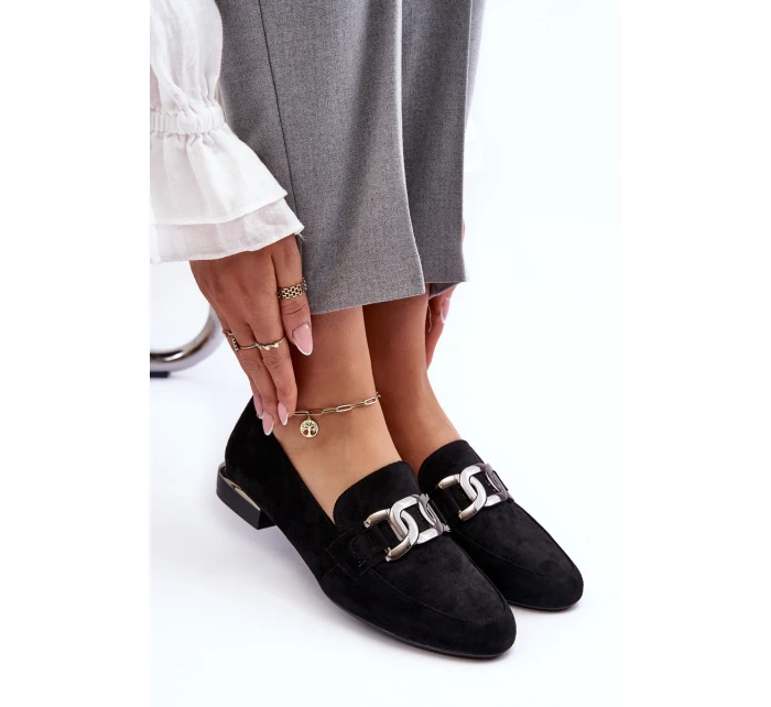 Dámské mokasíny s ozdobou černá model 21636080 - SERGIO LEONE
