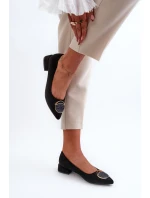 Czółenka Na Niskim Obcasie Z Eko Zamszu S.Barski KV27-037 Czarne