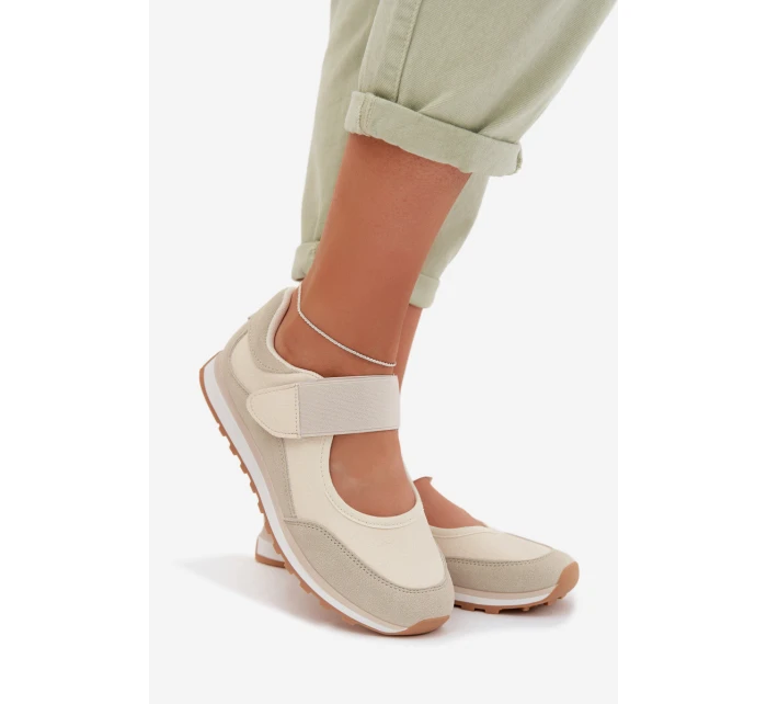 Sportovní dámské polobotky na suchý zip Béžové Aveliette