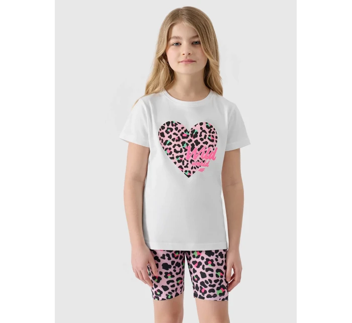 Dievčenské tričko s potlačou 4F - biele