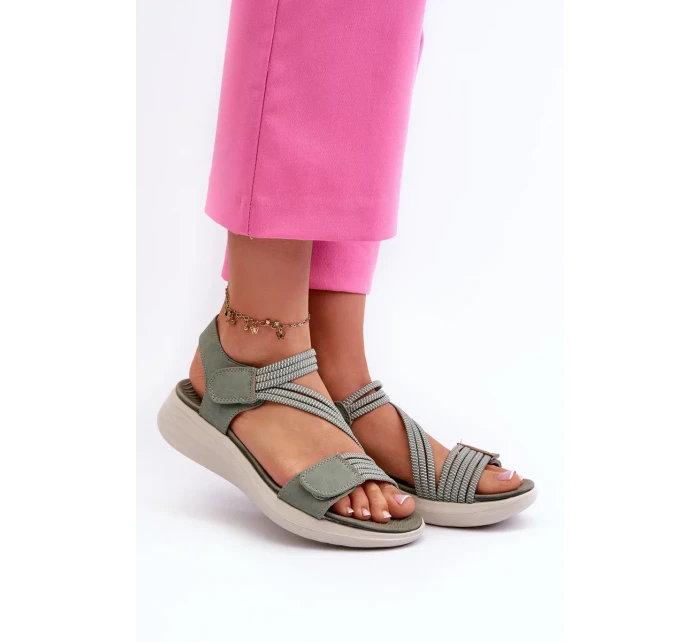 Dámske pohodlné sandále na suchý zips zelené Eladora Dámske pohodlné sandále na suchý zips zelené Eladora