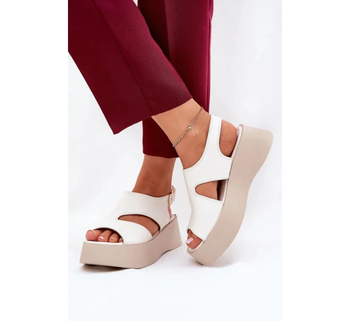 Dámske sandále na platforme 5227 Ecru s béžovou - Ideálna obuv Dámske sandále na platforme 5227 Ecru s béžovou - Ideálna obuv