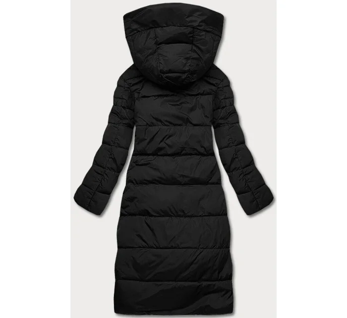 Dámska dlhá zimná bunda čierna (2m-033)