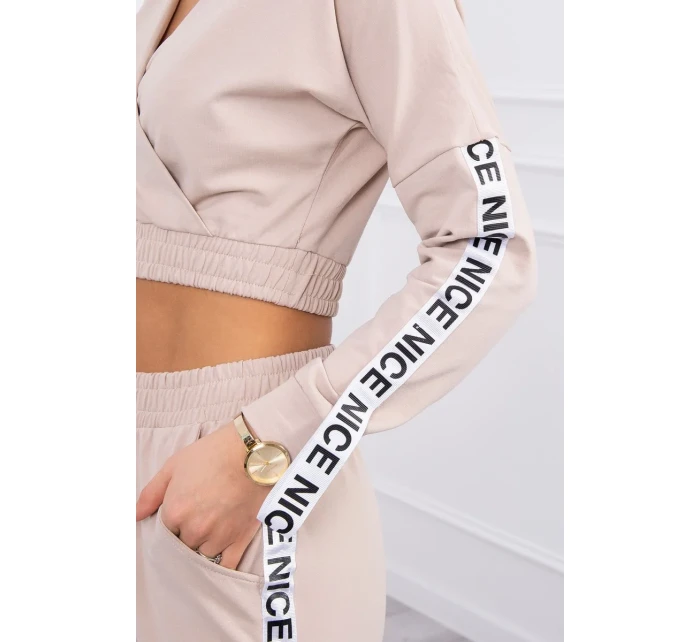 Súprava s ozdobnými stuhami béžová