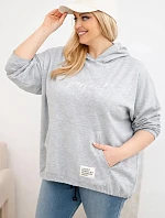Dámska mikina s kapucňou a potlačou v šedej farbe