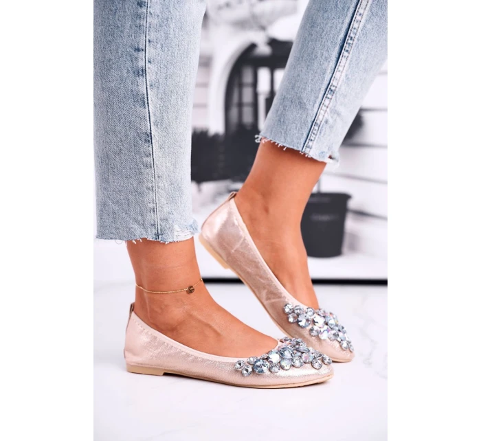 Kožené Baleríny S Ozdobnými model 21540216 Zlaté Crystal - Boto