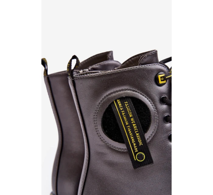 Dziecięce Ocieplane Botki Trapery Szare Iomare