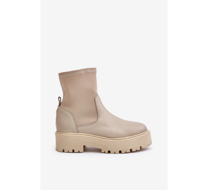Dámské boty na z přírodní kůže béžové model 21673000 - Zazoo
