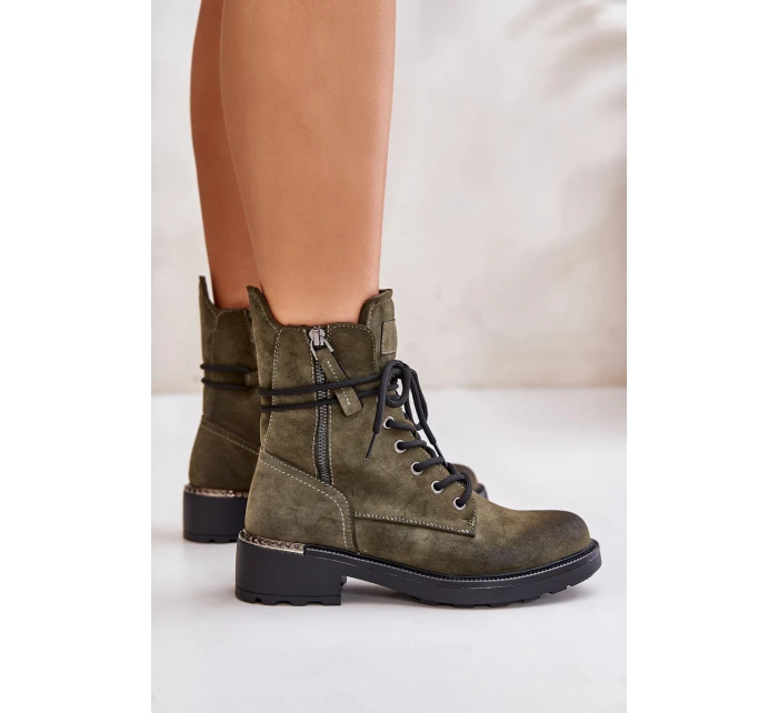 Wysokie Botki Workery Z Suwakami Zielone Maisa Wysokie Botki Workery Z Suwakami Zielone Maisa