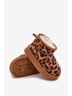 Detské a juniorské zateplené snežnice s kožušinou Mireya - panter/bronzová