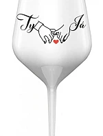 TY A JÁ (svatba) - bílá nerozbitná sklenice na víno 470 ml