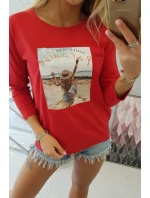 Halenka s potiskem Paradise červená