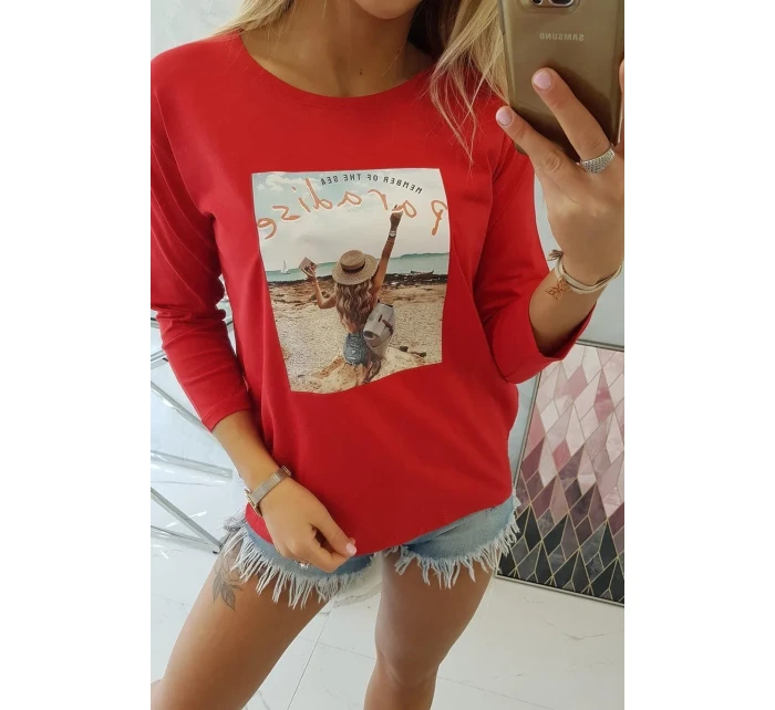 Halenka s potiskem Paradise červená