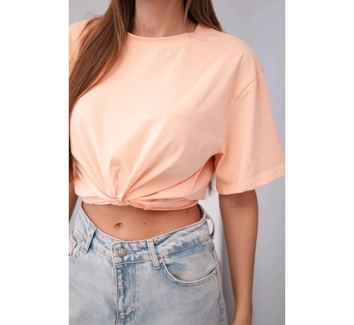 Dámská bavlněná basic halenka s krátkým rukávem lososová