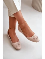 Dámské baleríny s ozdobou z ekokože béžové model 21667173 - Boto