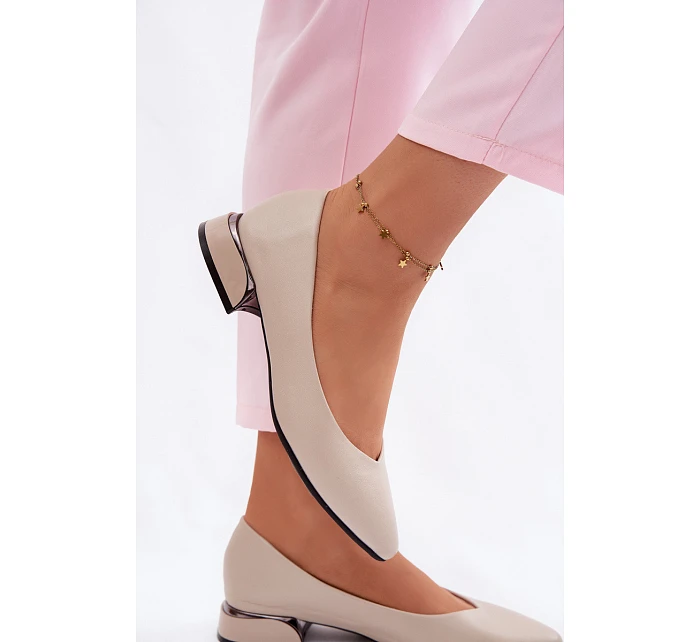 Baleríny Vinceza Béžové na nízkém podpatku