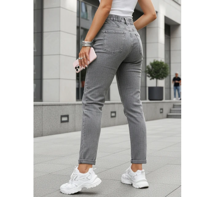 Dámske džínsy s vysokým pásom v štýle mom fit sivé FashionStreet UY2894
