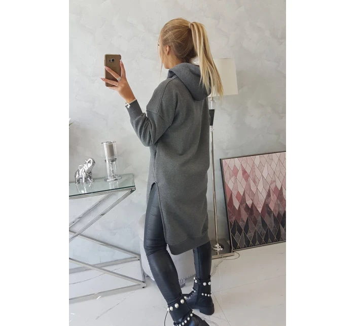 Zateplená mikina s bočními rozparky grafitová