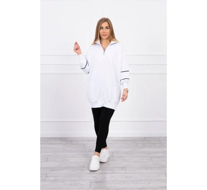 Mikina so zipsom a vreckami biela