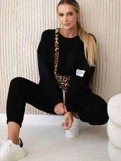 Súprava tepláky + nohavice maslová látka čierna