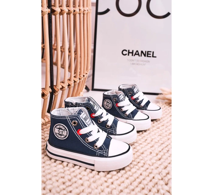 Dziecięce Wysokie Trampki Z Suwakiem BIG STAR HH374189 Granatowe Dziecięce Wysokie Trampki Z Suwakiem BIG STAR HH374189 Granatowe