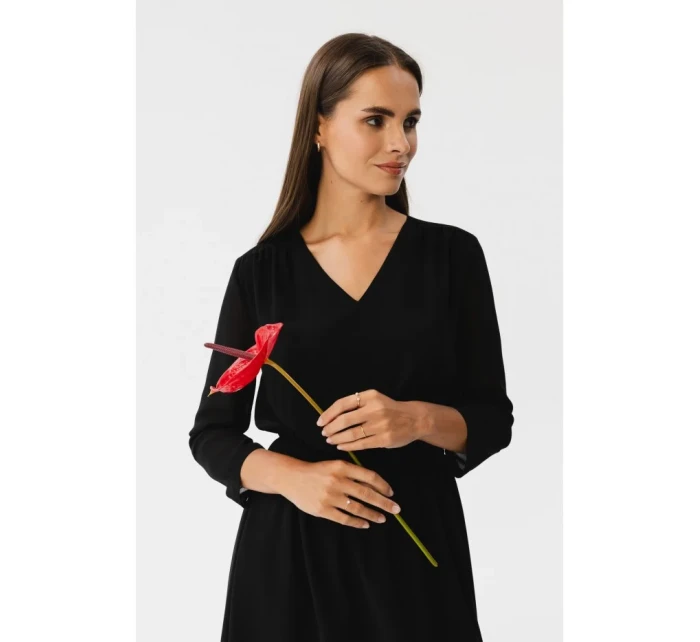 S354 Vrstvené šifónové šaty - čierne S354 Vrstvené šifónové šaty - čierne