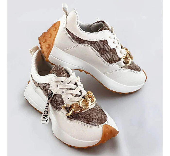 Biele športové topánky s retiazkou (N-205)