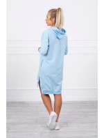 Šaty s kapucňou a dlhším chrbtom modré Šaty s kapucňou a dlhším chrbtom modré