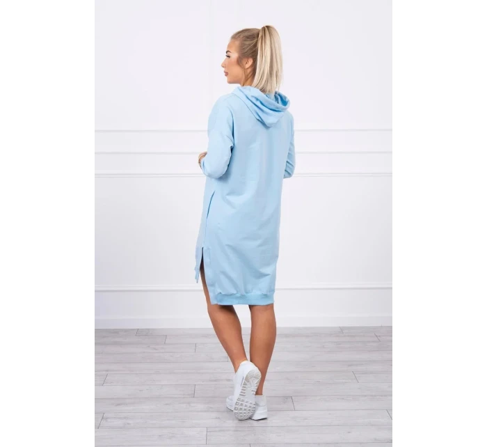 Šaty s kapucňou a dlhším chrbtom modré Šaty s kapucňou a dlhším chrbtom modré