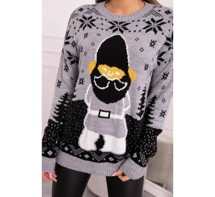 Vianočný sveter so Santa Clausom šedý