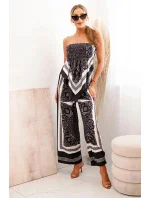 Dámska súprava so širokými nohavicami a vrchným dielom čierna Dámska súprava so širokými nohavicami a vrchným dielom čierna