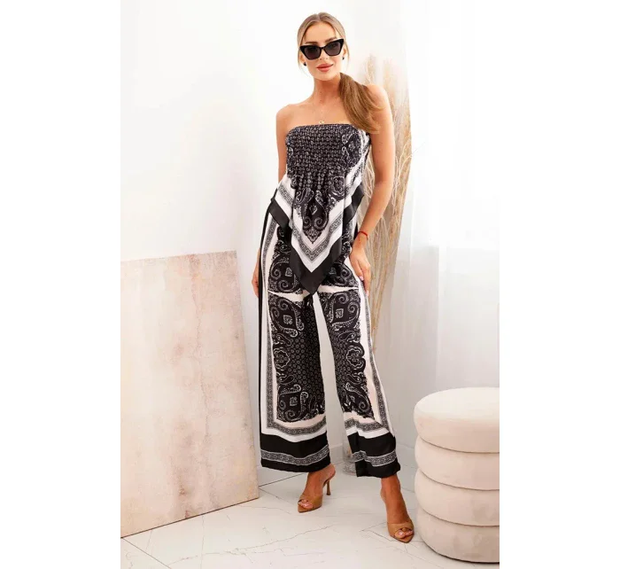 Dámska súprava so širokými nohavicami a vrchným dielom čierna Dámska súprava so širokými nohavicami a vrchným dielom čierna