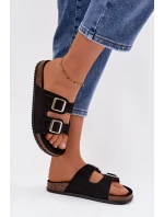 Dámské pantofle s přezkami Černé Oliena