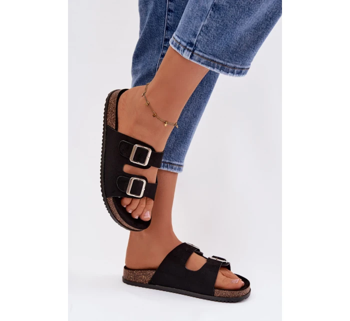 Dámské pantofle s přezkami Černé Oliena