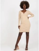 Šaty FN SK model 17404647 béžová - FPrice Šaty FN SK model 17404647 béžová - FPrice