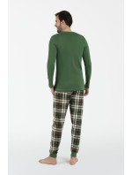 Pánske pyžamo Seward s dlhým rukávom, dlhé nohavice - zelené/potlač