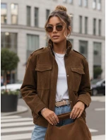Dámska semišová bunda / bomber TY5578 Tmavo hnedá - Fashion Street