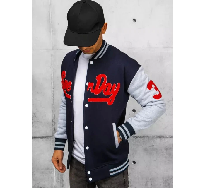 Pánska mikina na zips s kapucňou tmavomodrá FashionStreet BX5443 Pánska mikina na zips s kapucňou tmavomodrá FashionStreet BX5443