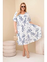 Plus veľkosť dámske viskózové šaty s krátkymi rukávmi a vzorom Paisley White