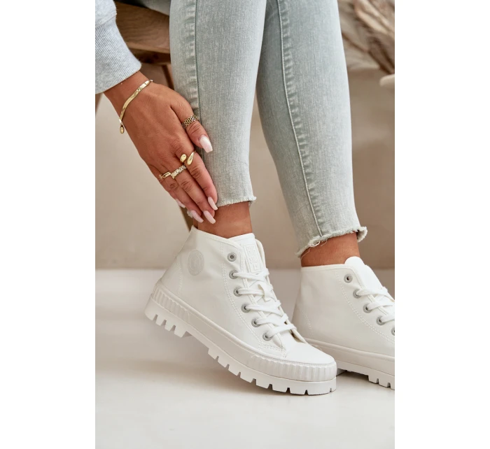 Trampki Damskie Z Cholewką Za Kostkę Big Star OO274009 Białe
