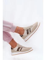 Sneakersy Damskie Z Eko Zamszu Panterka Beżowe Marinils