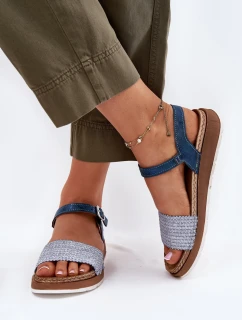 Sandały Damskie Z Plecionką Na Pasku Inblu GS000050 Niebieskie