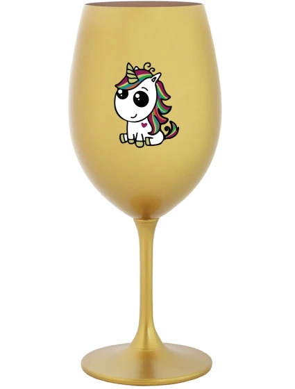 DUHOVÝ JEDNOROŽEC - zlatý pohár na víno 350 ml DUHOVÝ JEDNOROŽEC - zlatý pohár na víno 350 ml