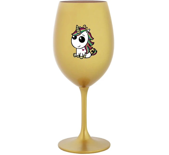 DUHOVÝ JEDNOROŽEC - zlatý pohár na víno 350 ml DUHOVÝ JEDNOROŽEC - zlatý pohár na víno 350 ml