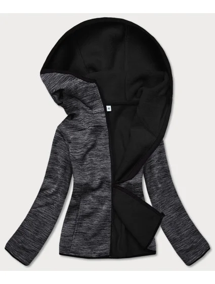 Černá melanžová dámská mikina s model 17059093 - J.STYLE Černá melanžová dámská mikina s model 17059093 - J.STYLE