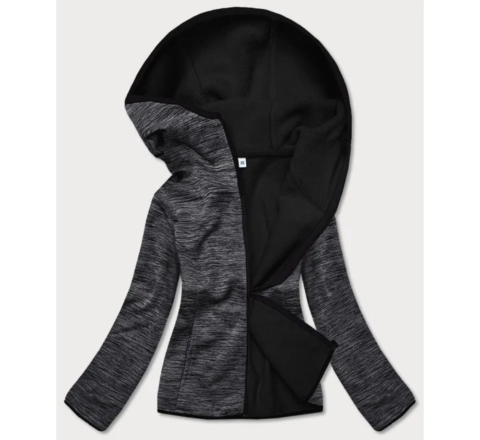 Černá melanžová dámská mikina s model 17059093 - J.STYLE Černá melanžová dámská mikina s model 17059093 - J.STYLE