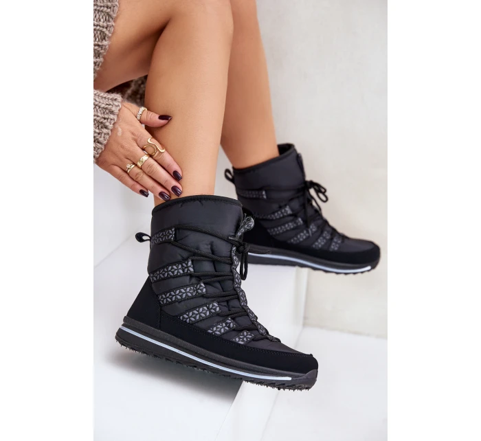Dámské šněrovací boty do sněhu Progress model 21677045 Černé - Boto Dámské šněrovací boty do sněhu Progress model 21677045 Černé - Boto